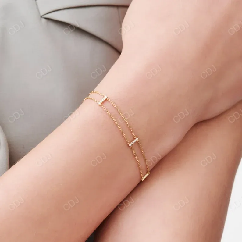 0.15 ctw Dainty Minimal Lab Grown Diamond Bar Bracelet