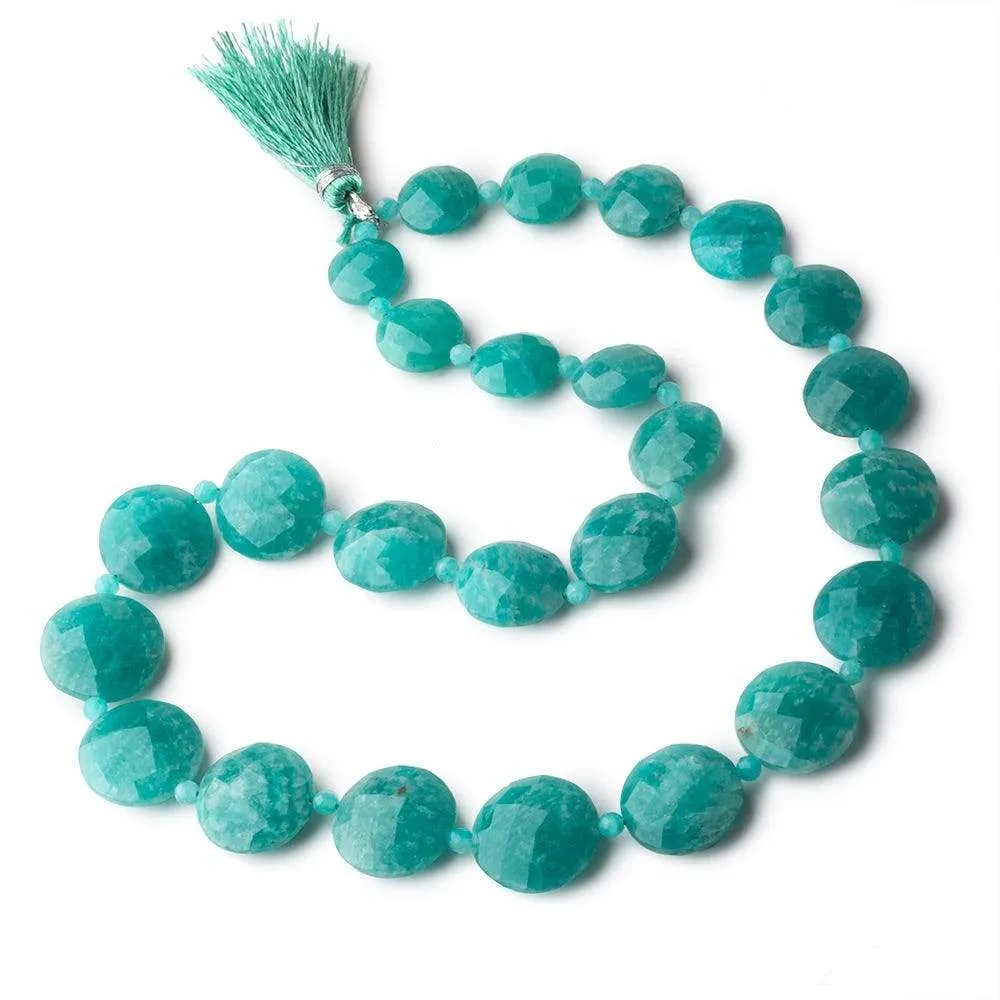 10-15mm Amazonite faceted coin & rondelle beads 16 inch 25 coins 26 rondelles