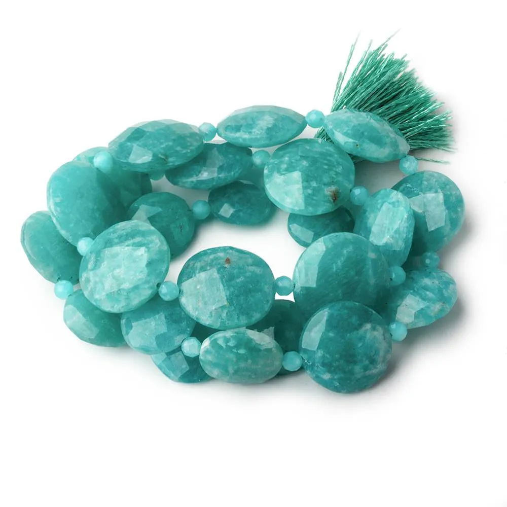 10-15mm Amazonite faceted coin & rondelle beads 16 inch 25 coins 26 rondelles