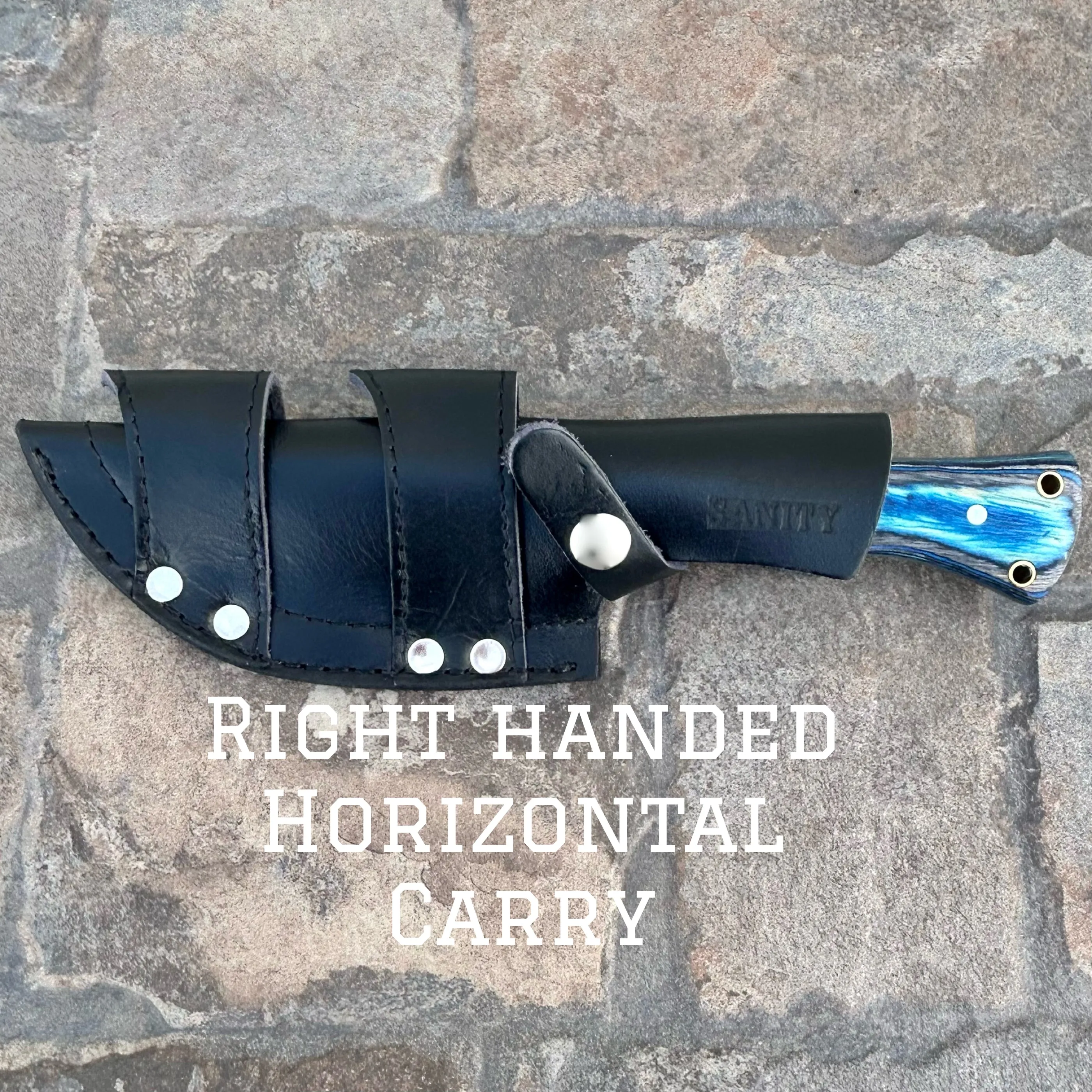 10” Rough Rider Series - I’ll Be Your Huckleberry - Blue & Black Wood - D2 Steel - Horizontal & Vertical Carry - CUS03