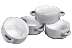 19oz Ceramic Soup Bowls with Handles - Oven Safe Bowls for French Onion Soup, Grey Oven