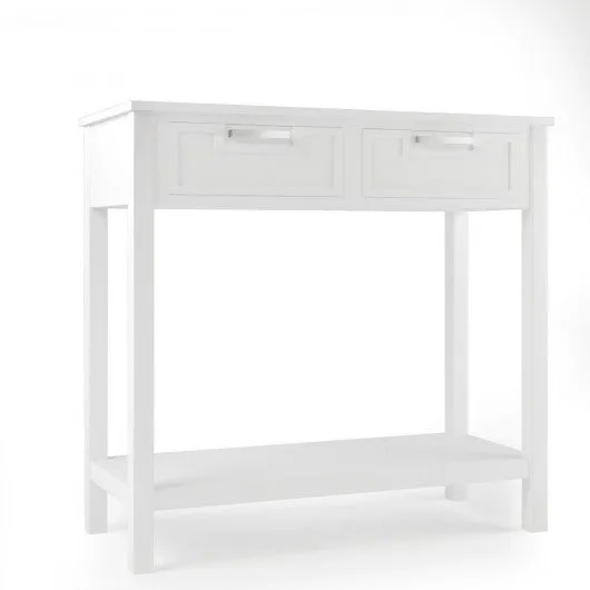 2 Drawers Accent Console Entryway Storage Shelf-White