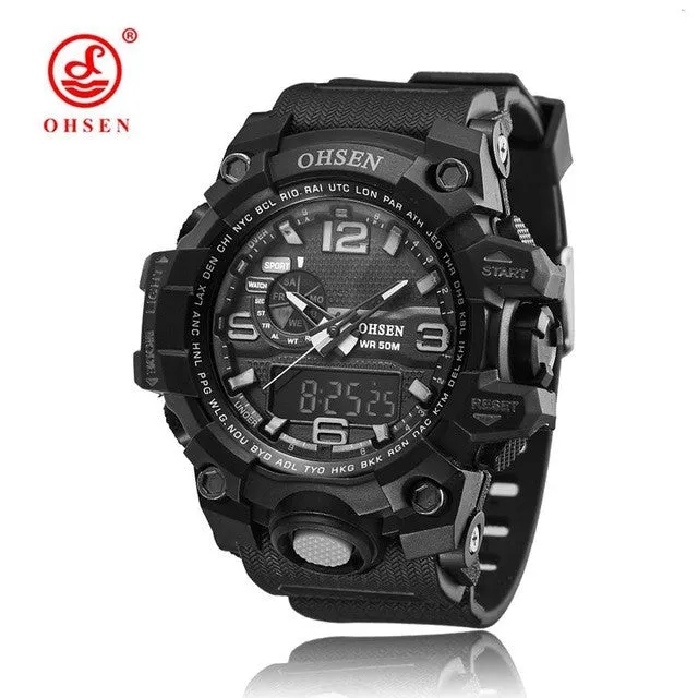 2016 NEW OHSEN Newest good quality Quartz watch,Waterproof Outdoor watches sport watch digital chronograph watch for men