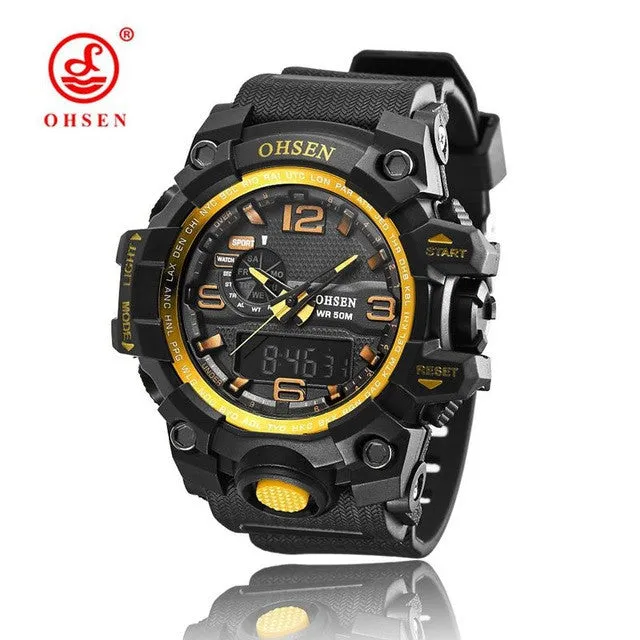 2016 NEW OHSEN Newest good quality Quartz watch,Waterproof Outdoor watches sport watch digital chronograph watch for men