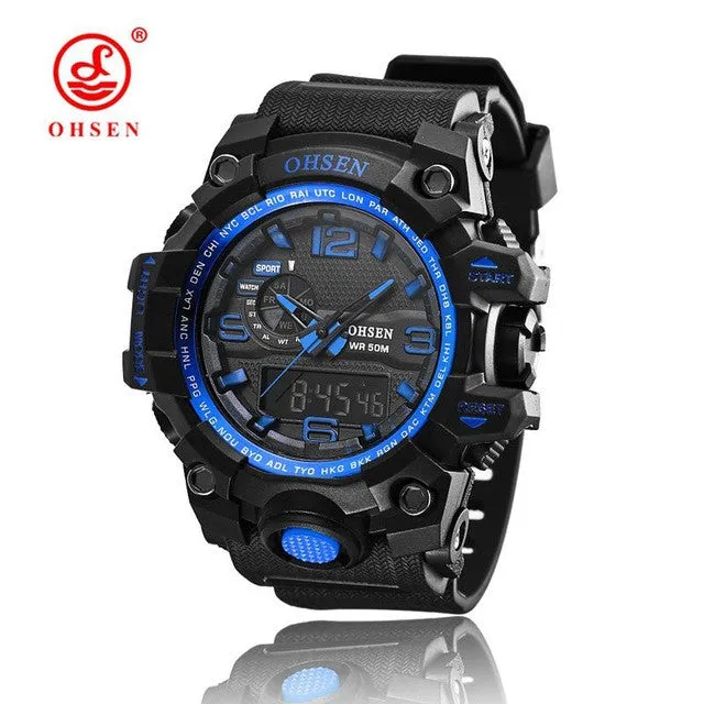 2016 NEW OHSEN Newest good quality Quartz watch,Waterproof Outdoor watches sport watch digital chronograph watch for men