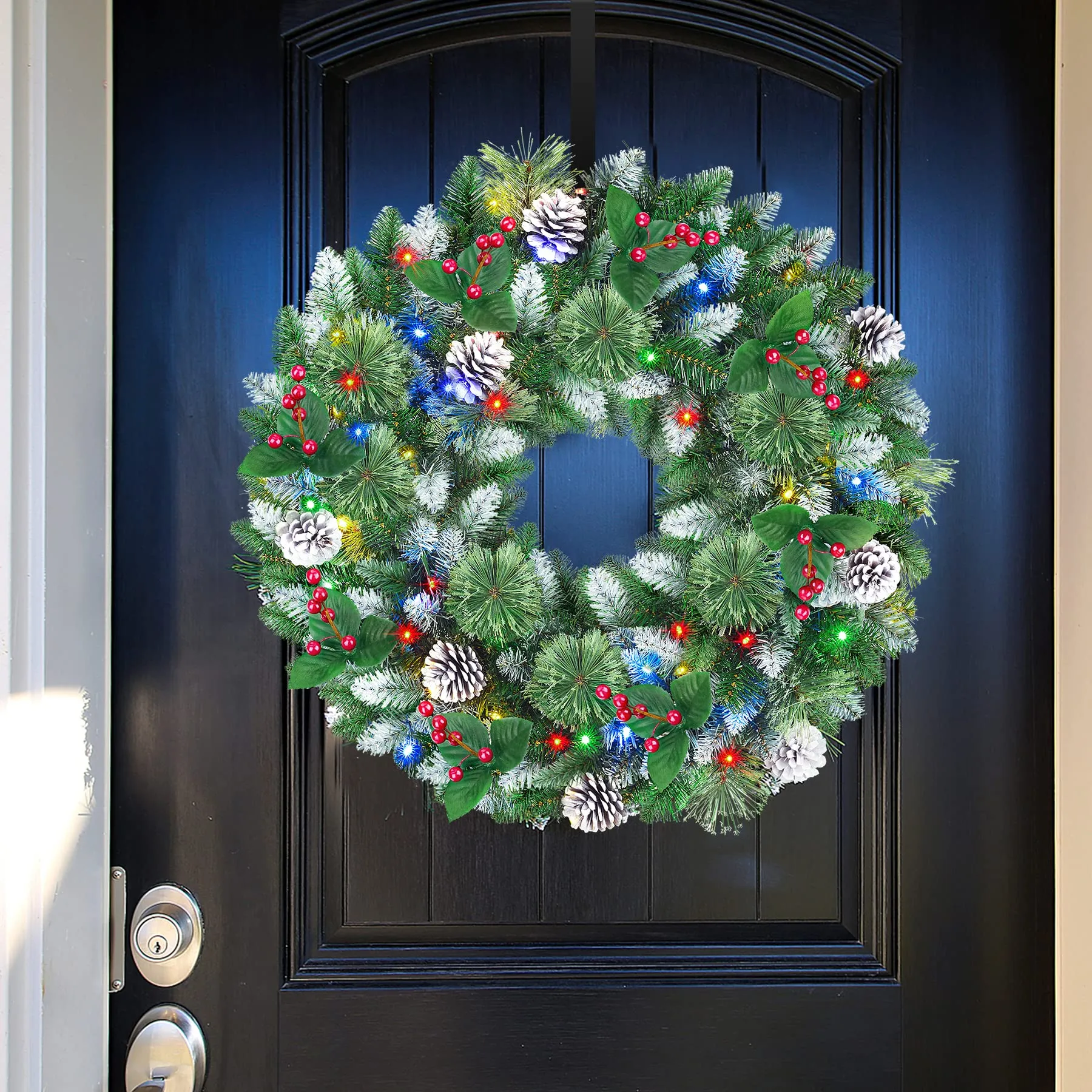 24 Inch Snow Prelit Artificial Christmas Wreath