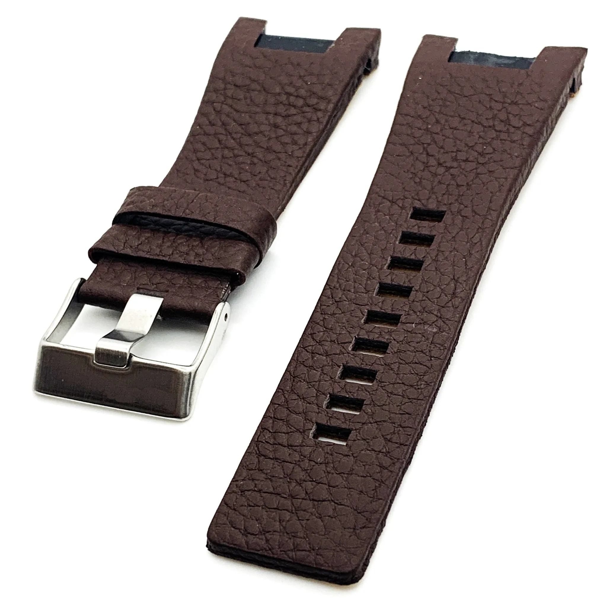 32 MM Genuine Leather Black and Dark Brown Watch Band Fits Diesel DZ1273 Watches