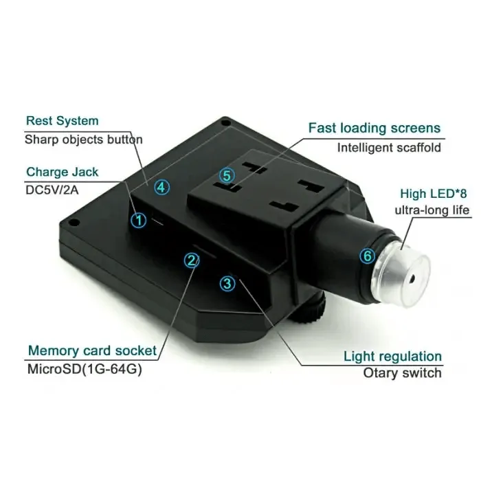 3.6MP 600X HD Digital Electronic Microscope with 4.3" LCD Display