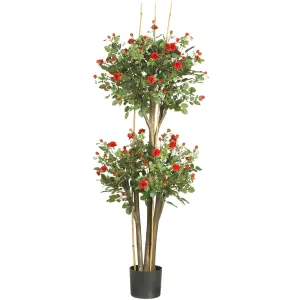 60" Artificial Mini Rose Silk Tree - Low Maintenance, Life-Like & Vibrant Silk Trees For Busy People.