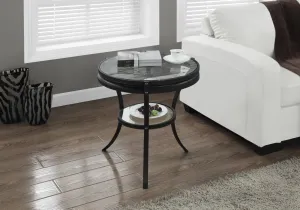 Accent Table - 22"Dia / Black With Tempered Glass