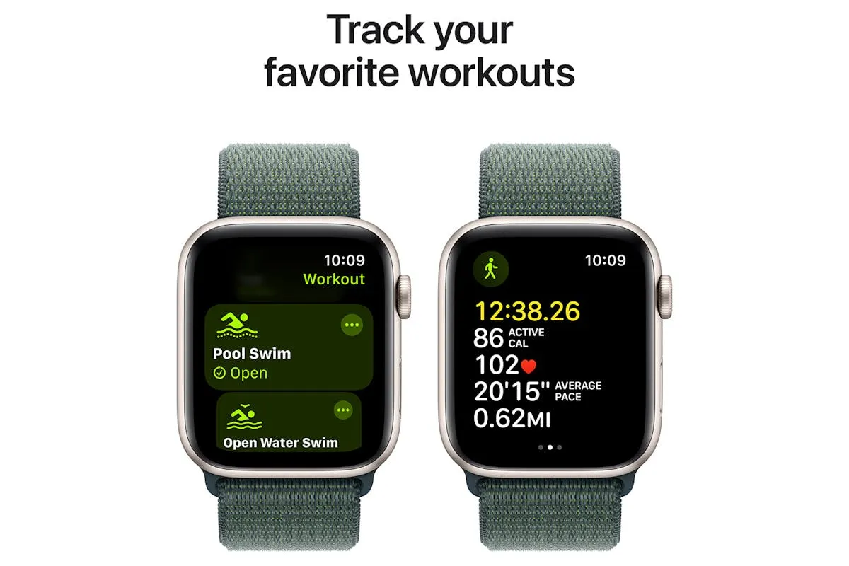 Apple Watch SE GPS   Cellular | 44mm | Starlight Aluminium Case with Lake Green Sport Loop