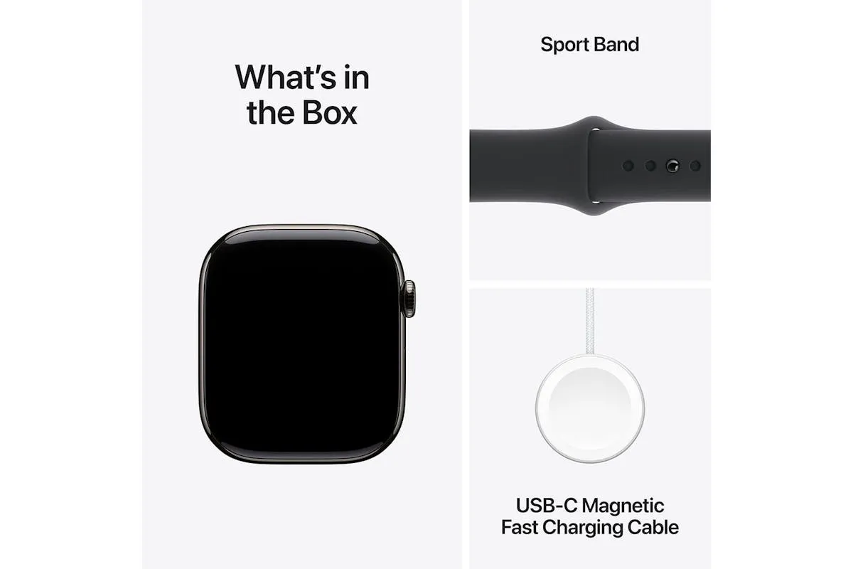 Apple Watch Series 10 GPS   Cellular | 46mm | Slate Titanium Case with Black Sport Band M/L