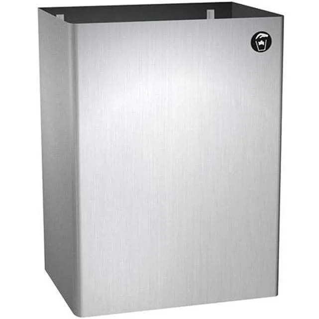 ASI 0826 Commercial Restroom Waste Receptacle, 12 Gallon, Surface-Mounted, 15-1/4" W x 23" H, 2-1/2" D, Stainless Steel