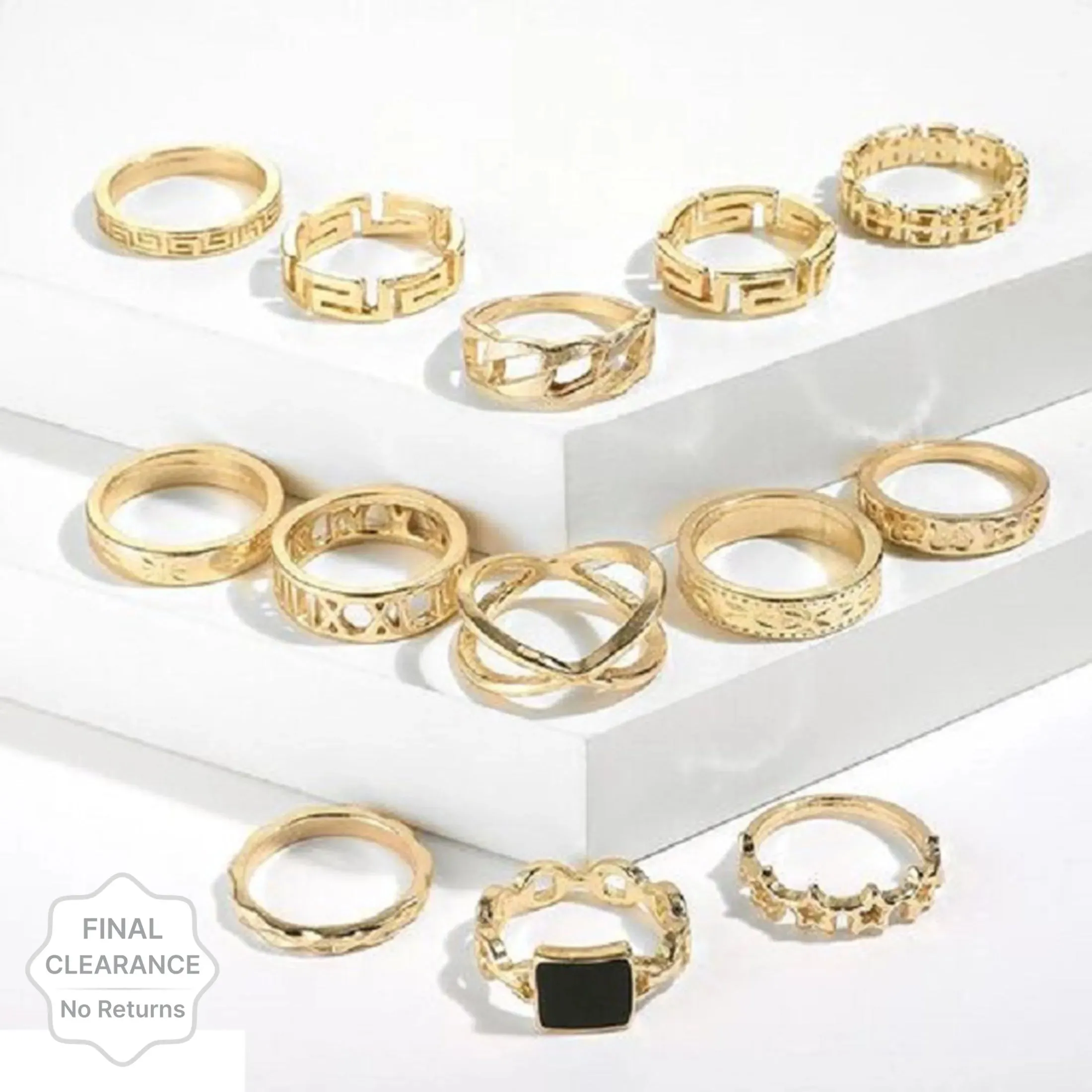 Beautiful Design Gold Plated Ring Set - Set Of 13