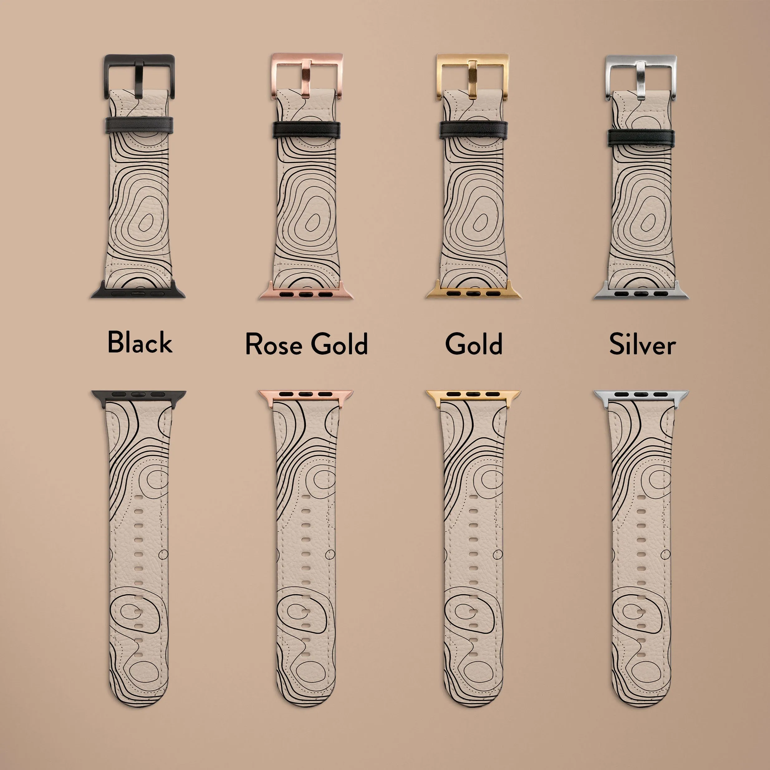 Beige Topographic Watch Strap