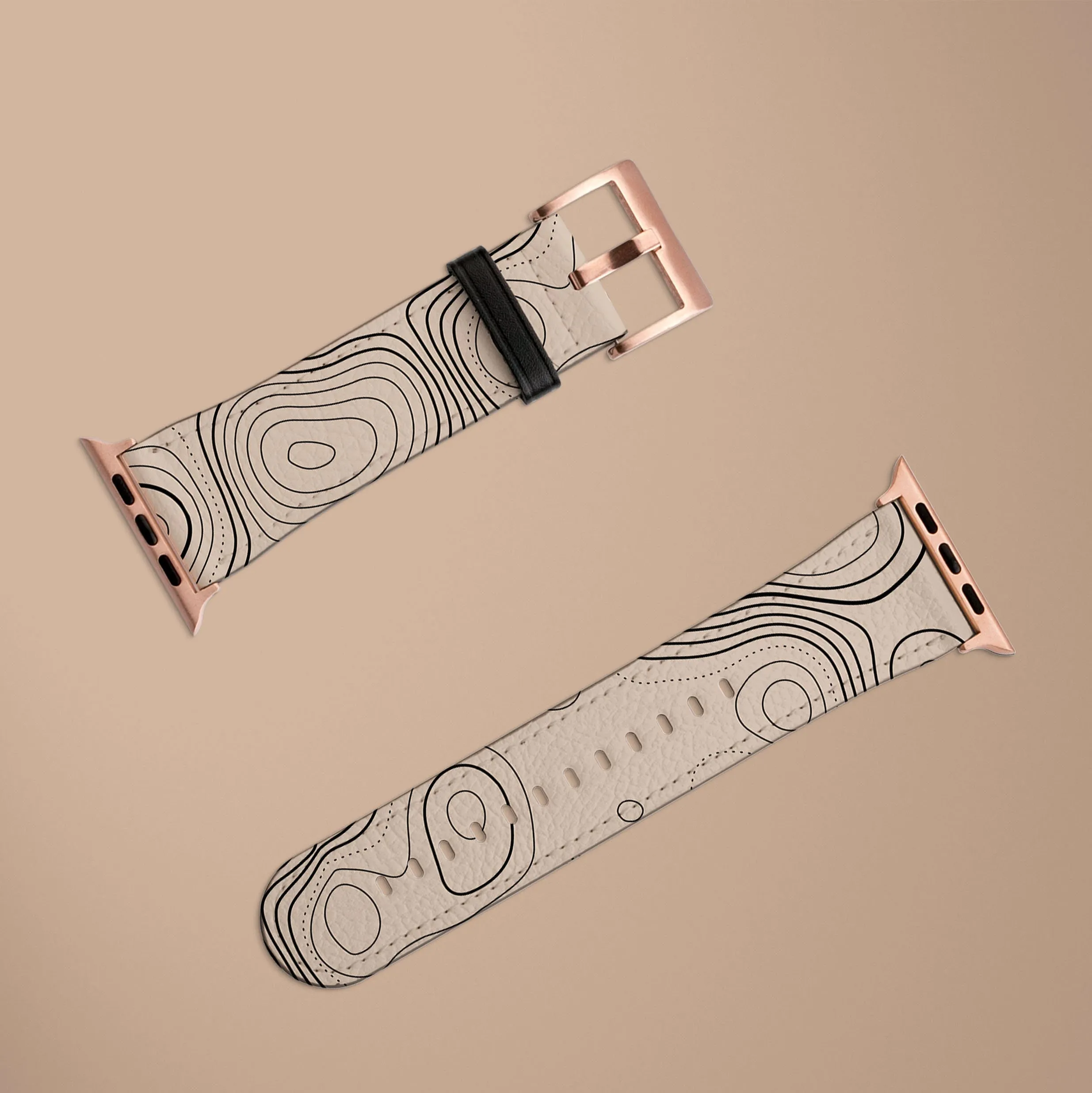 Beige Topographic Watch Strap