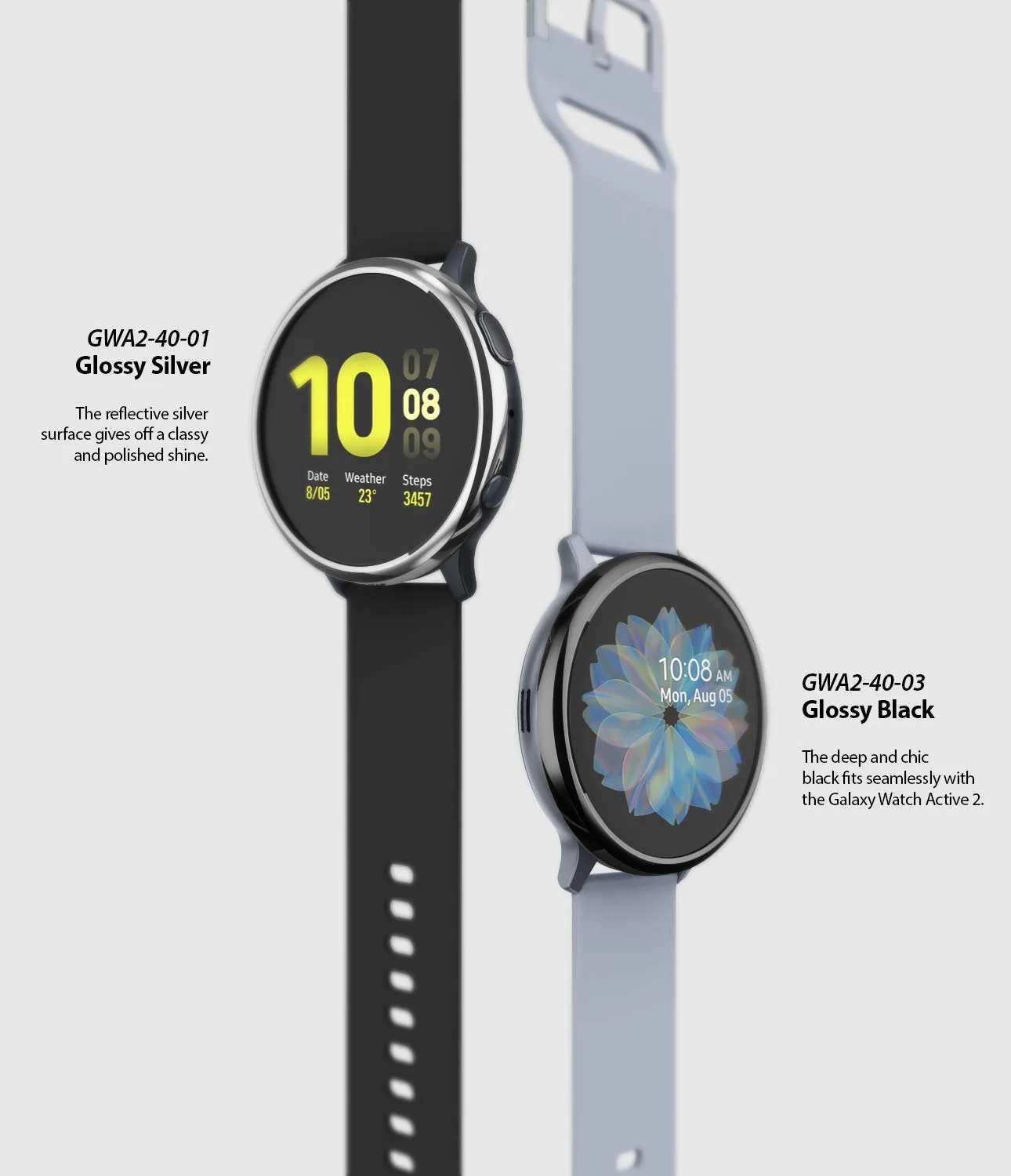 Bezel Styling Cover for Galaxy Watch Active 2 40mm (2019) - Glossy Black (GW-A2-40-03) [Stainless Steel]