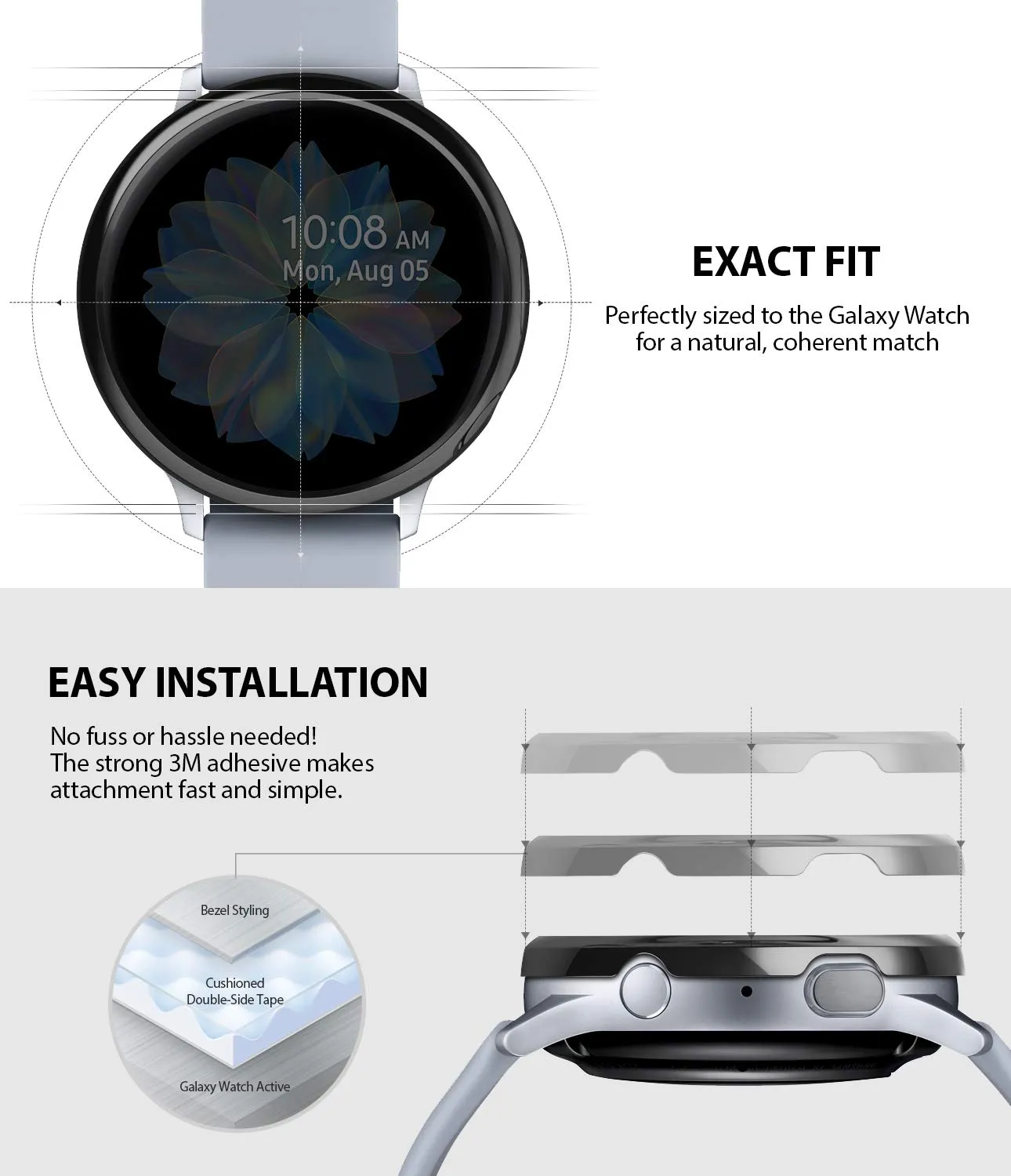 Bezel Styling Cover for Galaxy Watch Active 2 40mm (2019) - Glossy Black (GW-A2-40-03) [Stainless Steel]