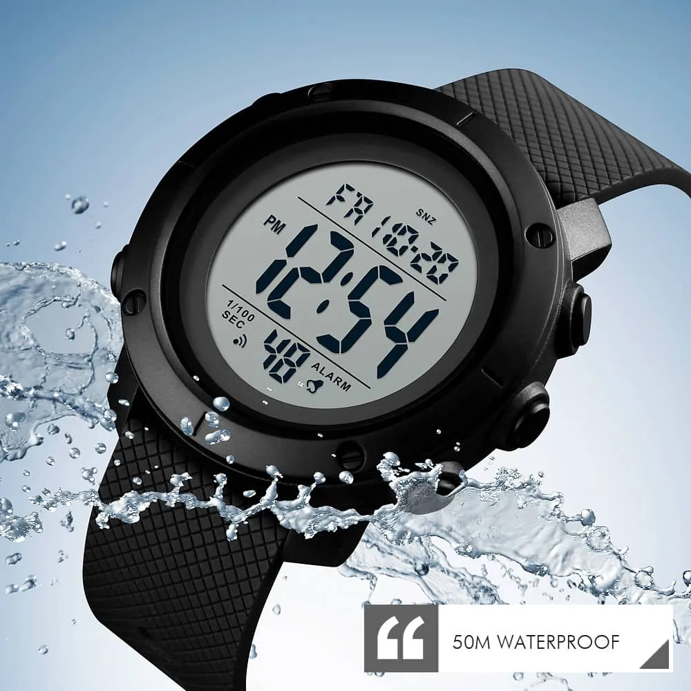 Big Digital Watch for Men with 5ATM Waterproof Luminous Stopwatch Alarm Date Week Display