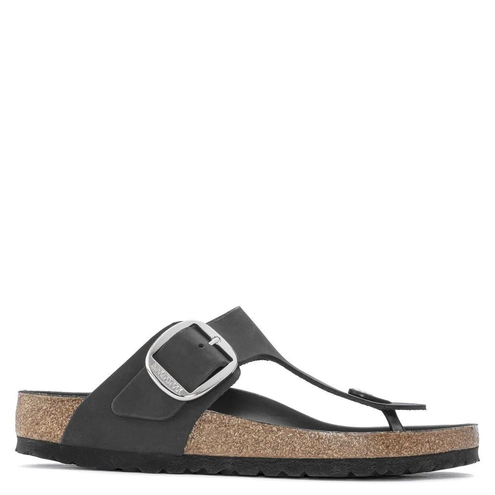 Birkenstock Women's Gizeh Big Buckle Oiled Leather in Black