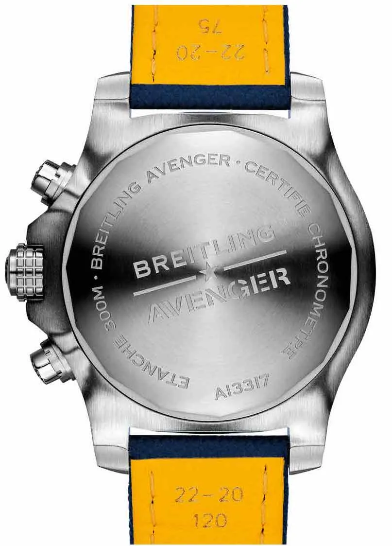 BRT Watch Avenger Chronograph 45 Blue Leather Folding Clasp D