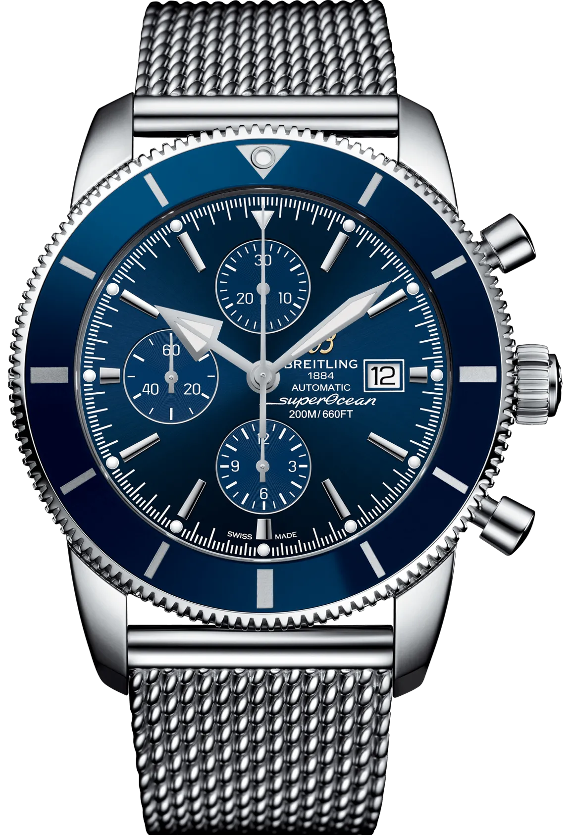 BRT Watch Superocean Heritage II Chronograph 46 Gun Blue Ocean Classic Bracelet