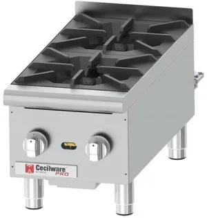 Cecilware Pro HPCP212, 44,000 Btu Countertop Gas Hotplate, 2 Burner