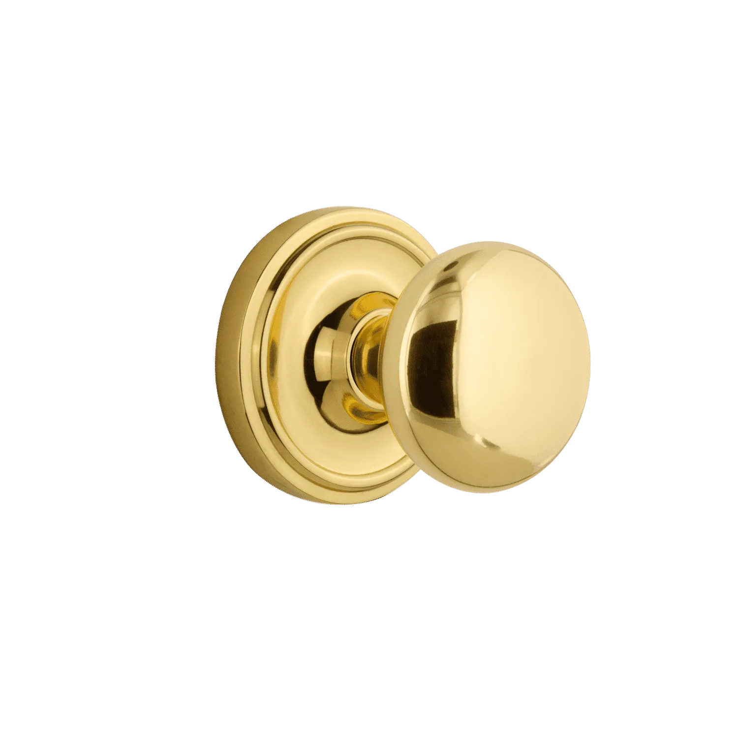 Classic Rosette with New York Knob in Unlacquered Brass