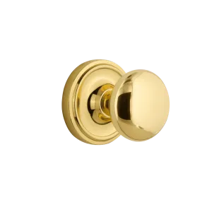 Classic Rosette with New York Knob in Unlacquered Brass