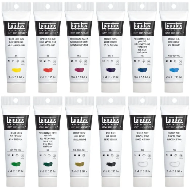 Classics Professional Heavy Body Acrylic Set, 12X59ml (Liquitex Heavy Body)