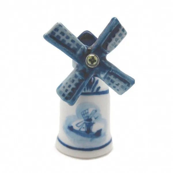 Collectible Thimble Blue and White Windmill