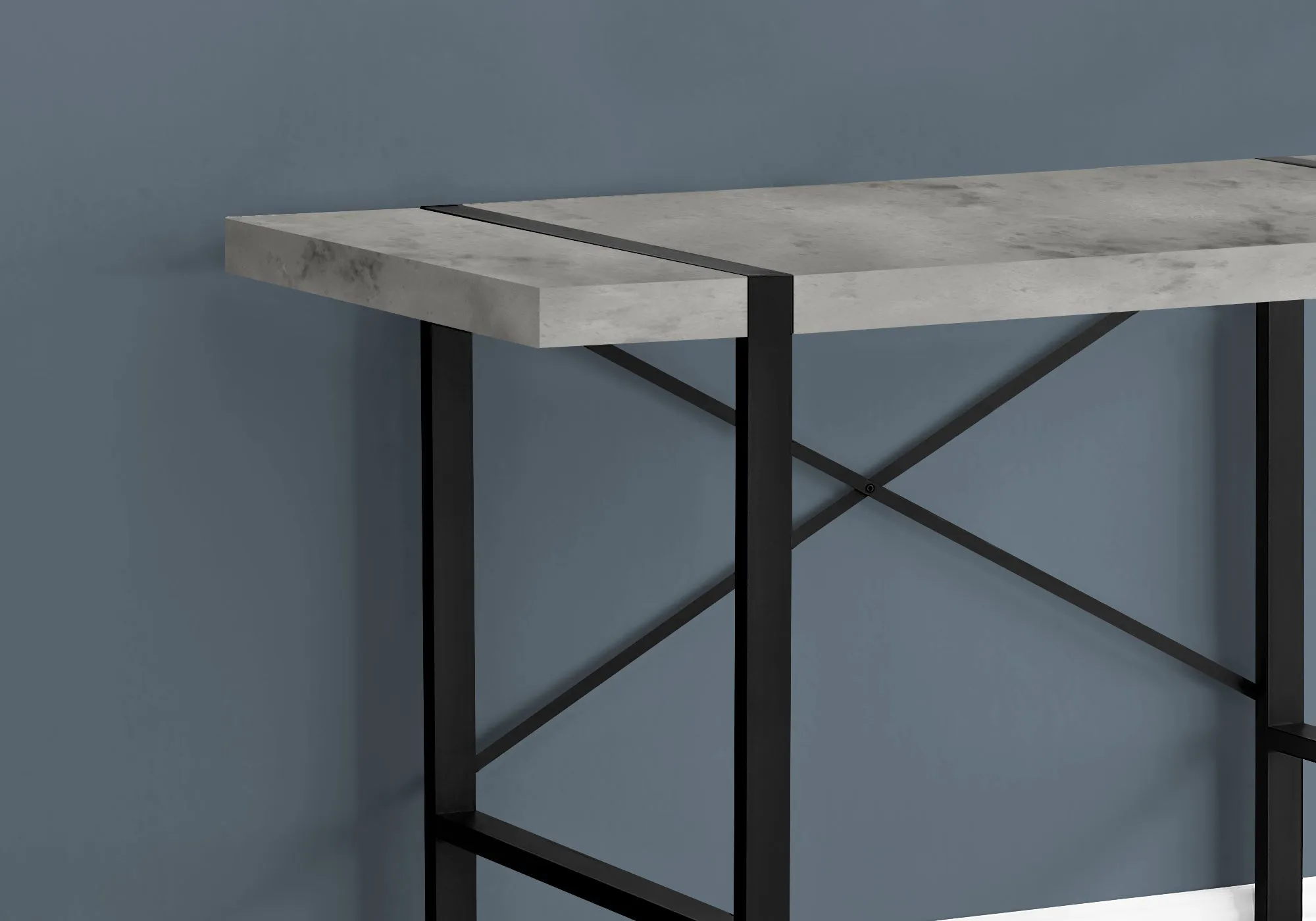 Computer Desk - 48"L / Grey Concrete-Look / Black Metal