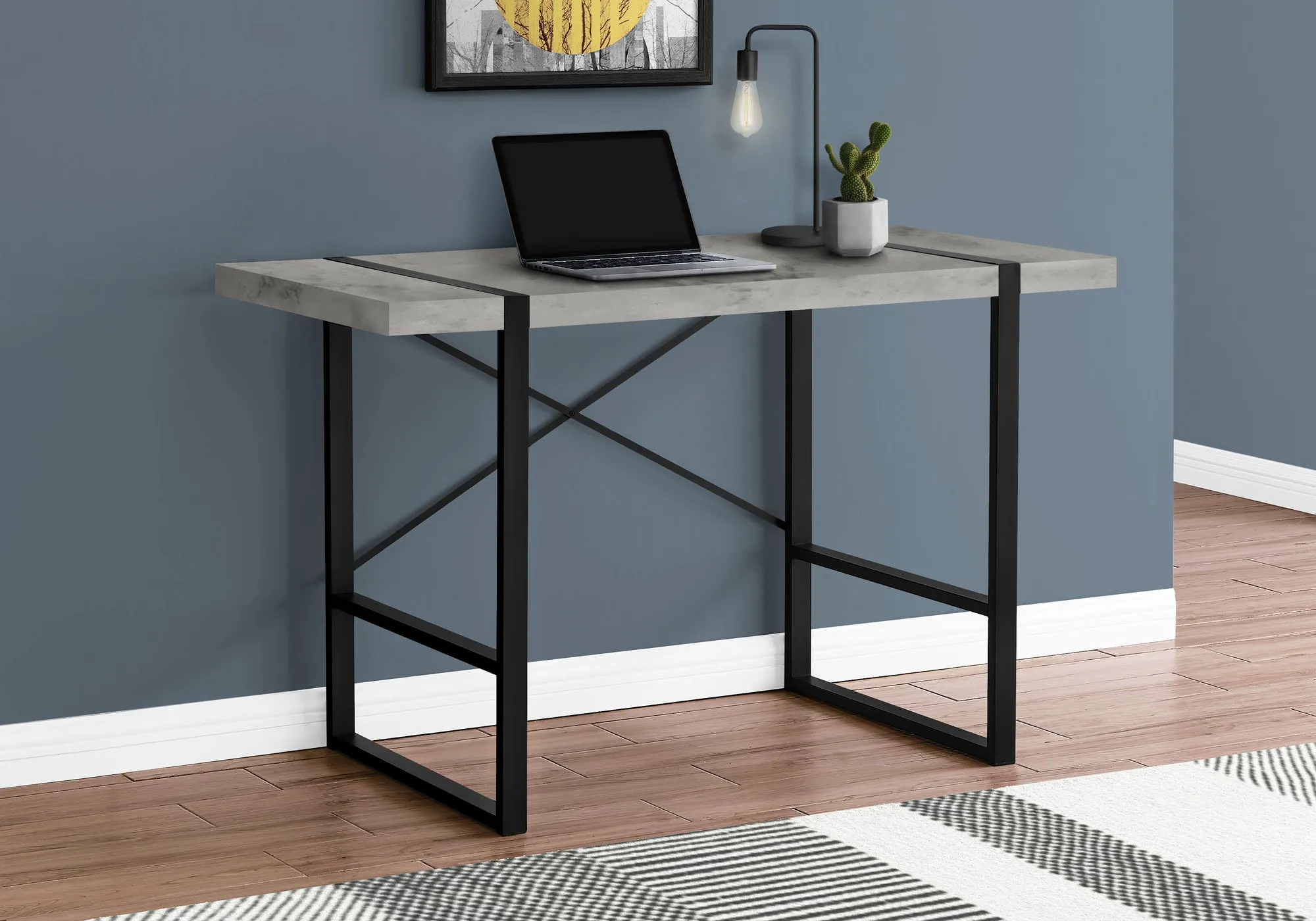 Computer Desk - 48"L / Grey Concrete-Look / Black Metal