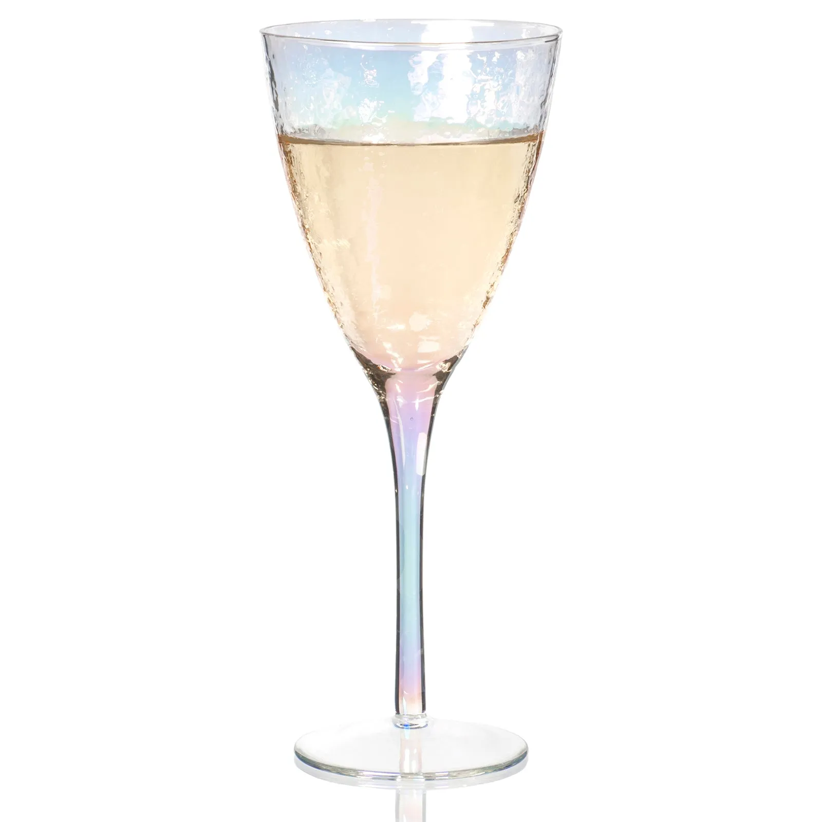 Deluxe Iridescent Long Stem Wine Glasses, Set of 4 (10 fl oz)