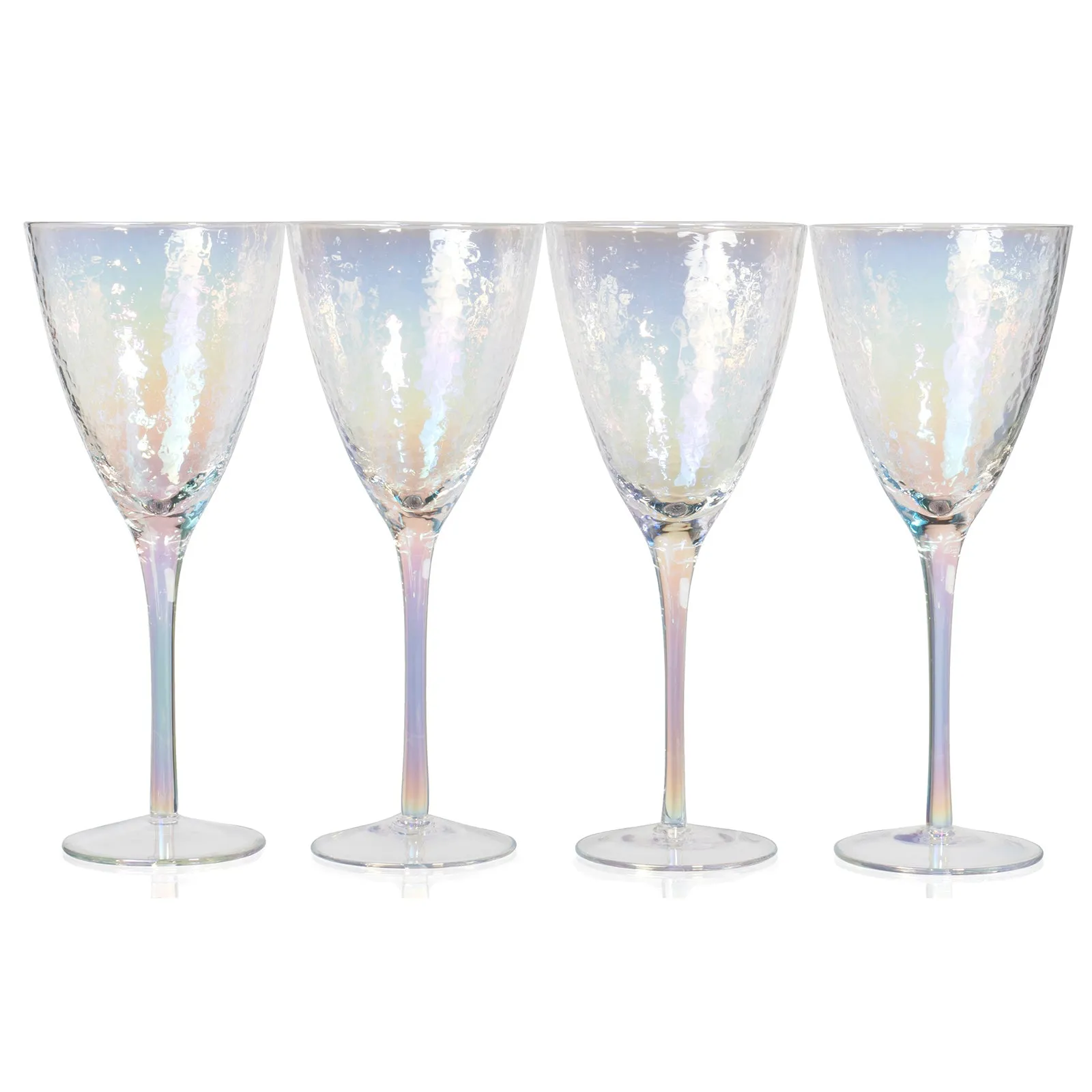 Deluxe Iridescent Long Stem Wine Glasses, Set of 4 (10 fl oz)