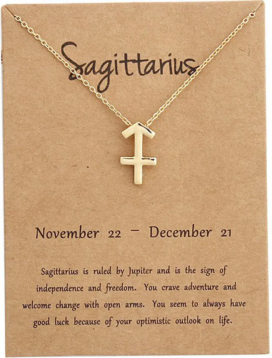 Desiny Jewels Gold Plated Sagittarius Zodiac Pendant Symbol Zodiac Sign Necklace Alloy Necklace