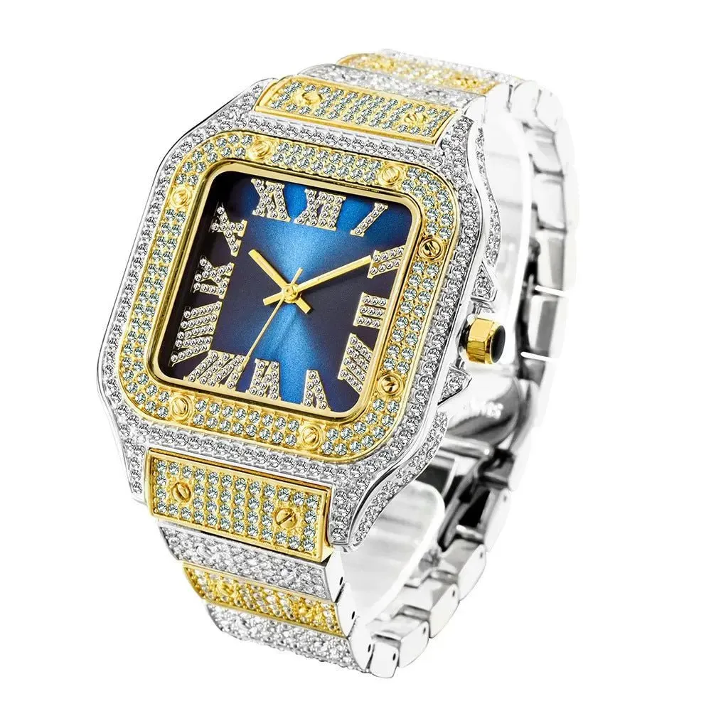 Diamond-Encrusted Square Watch