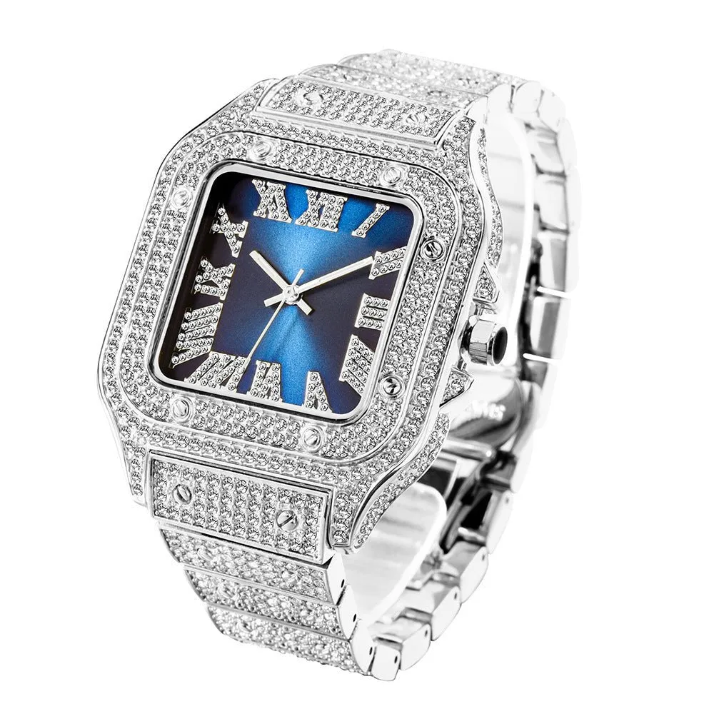 Diamond-Encrusted Square Watch