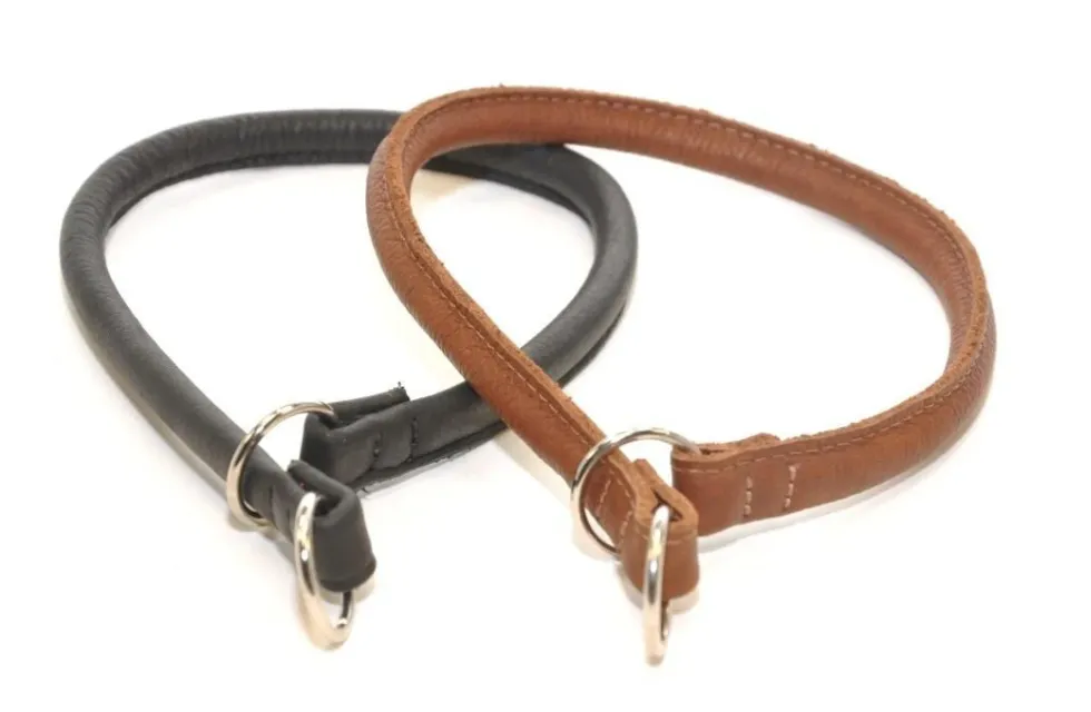 Dogline Soft Leather Rolled Slip Collars