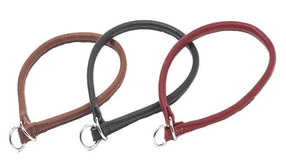 Dogline Soft Leather Rolled Slip Collars