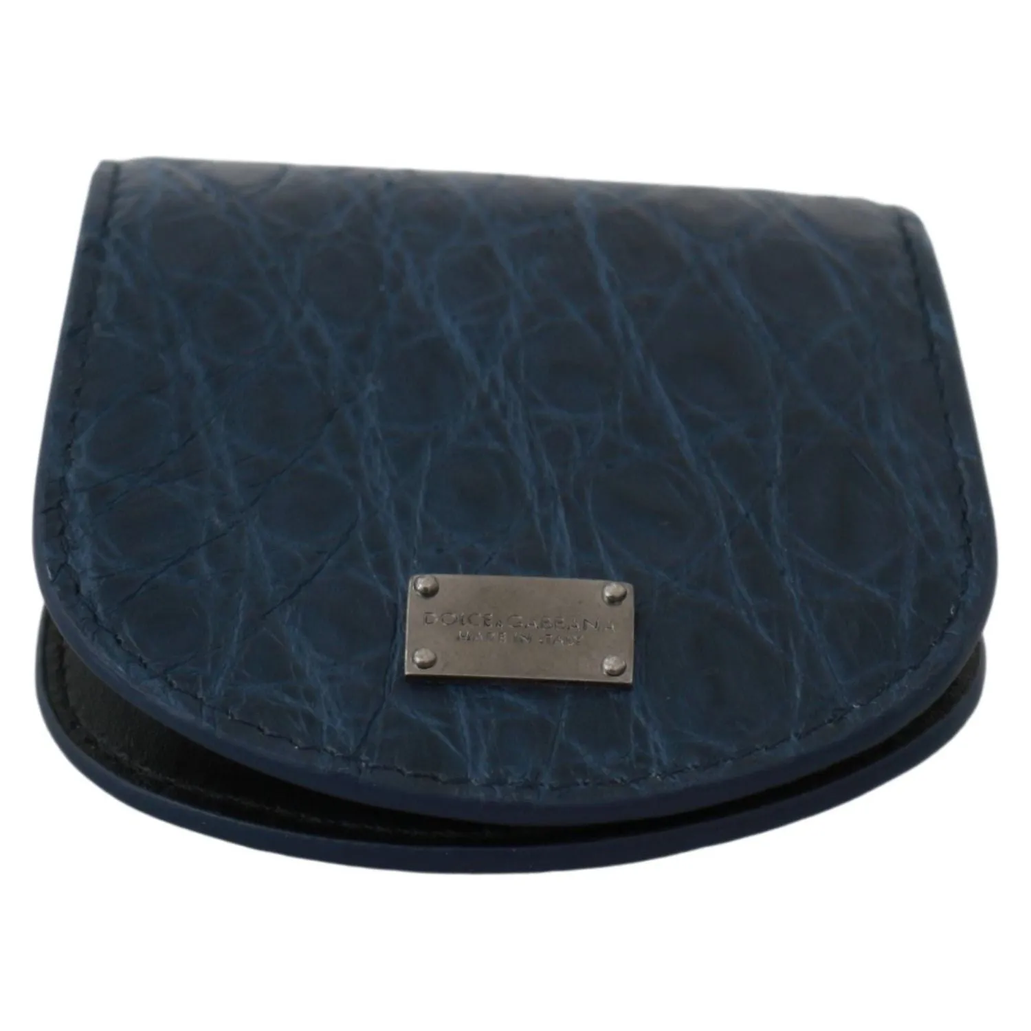 Dolce & Gabbana Elegant Blue Caimano Leather Condom Case Wallet