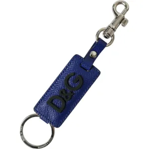 Dolce & Gabbana Elegant Blue Trifold Calf Leather Key Holder