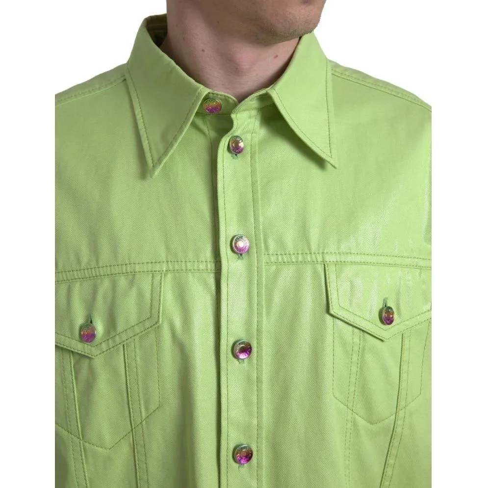 Dolce & Gabbana Elegant Light Green Cotton Button Down Shirt