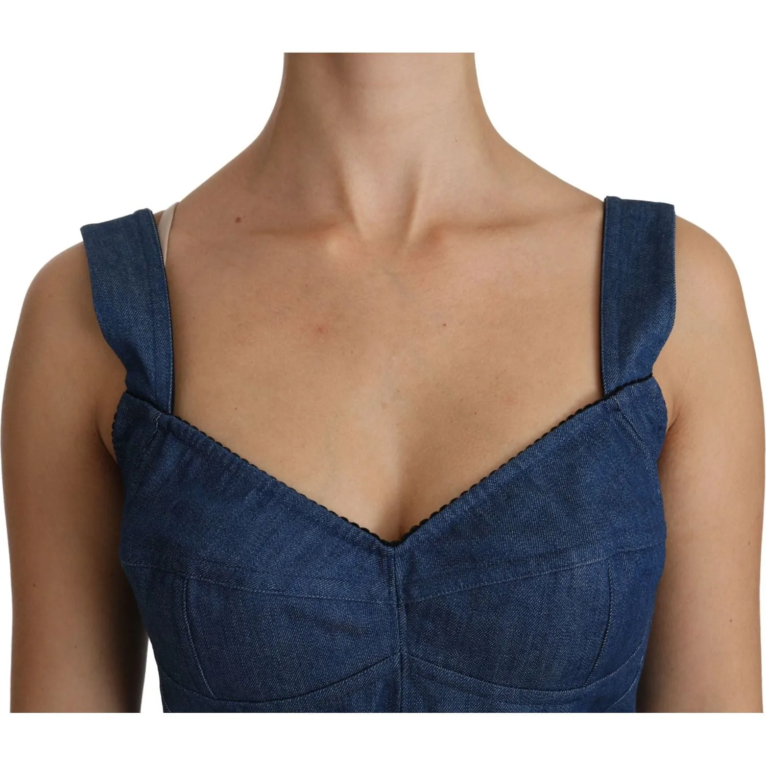 Dolce & Gabbana Elegant Sleeveless Bustier Top in Blue