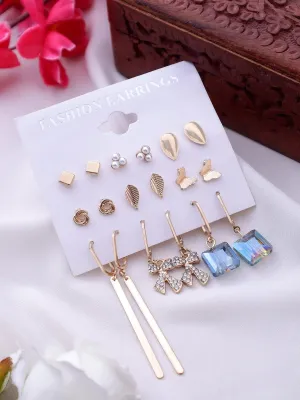 Exclusive Latest Fashion Vintage 9Pair Different Style Fashion Drop Earrings Set Alloy Drops & Danglers - Pair Of 9