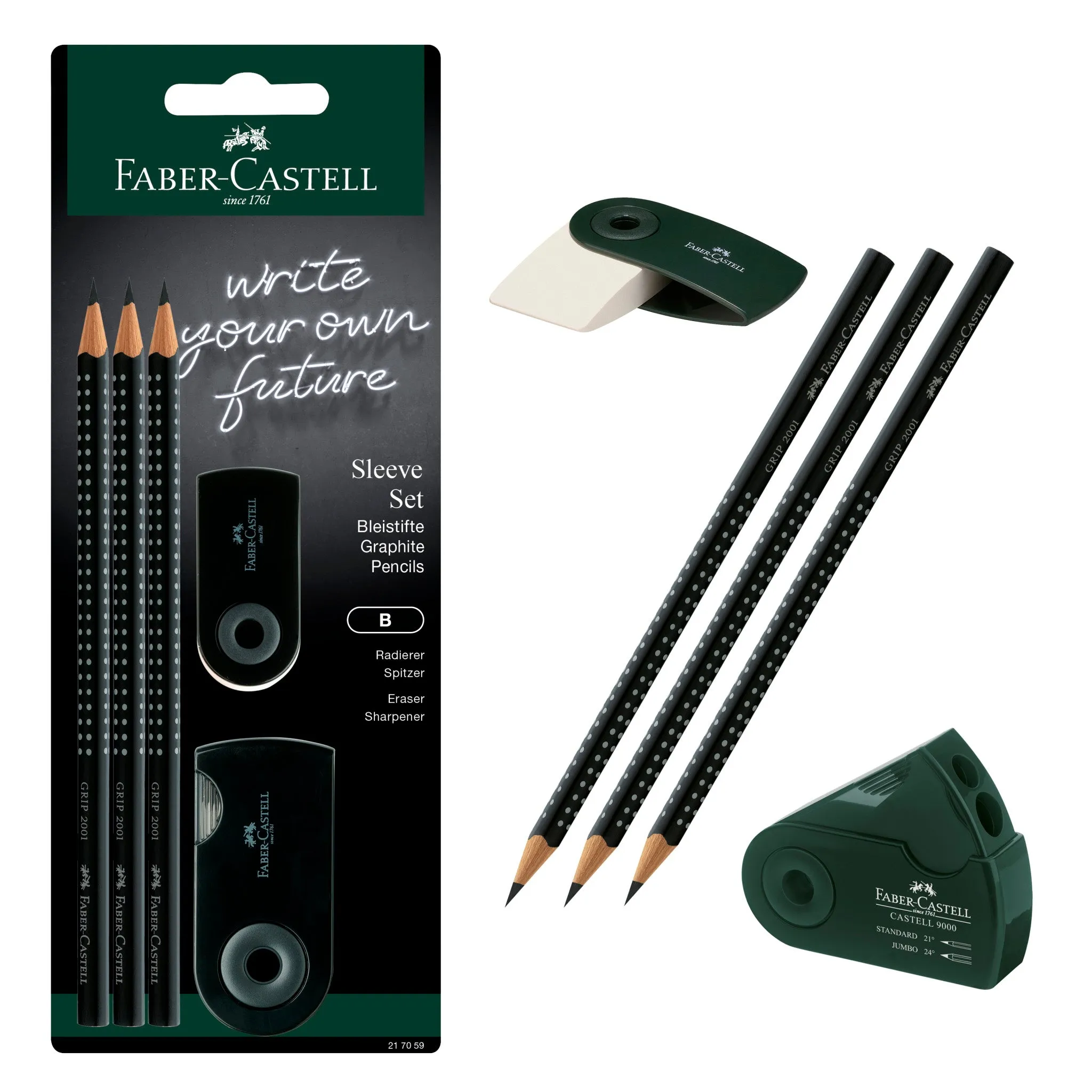 Grip Graphite Pencils & Accessories Set, Black - #217059