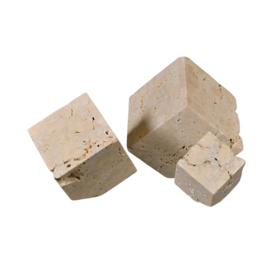 Hand Carved Travertine Blocks, Set of 3