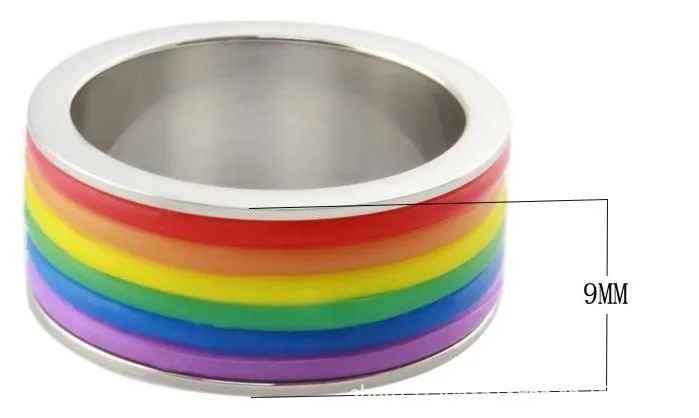 Inlaid Rainbow Flag Premium Steel Ring