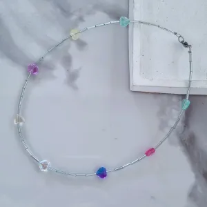 Iridescent hearts necklace