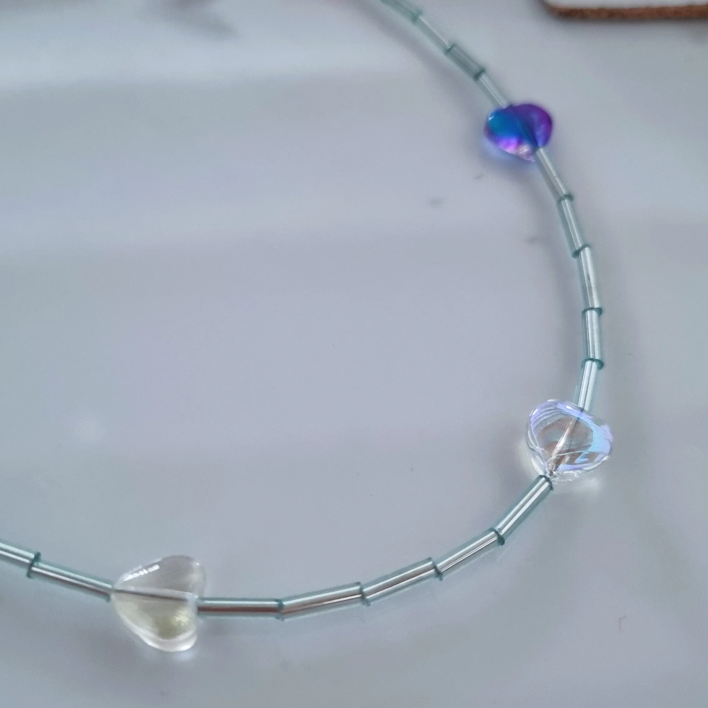 Iridescent hearts necklace